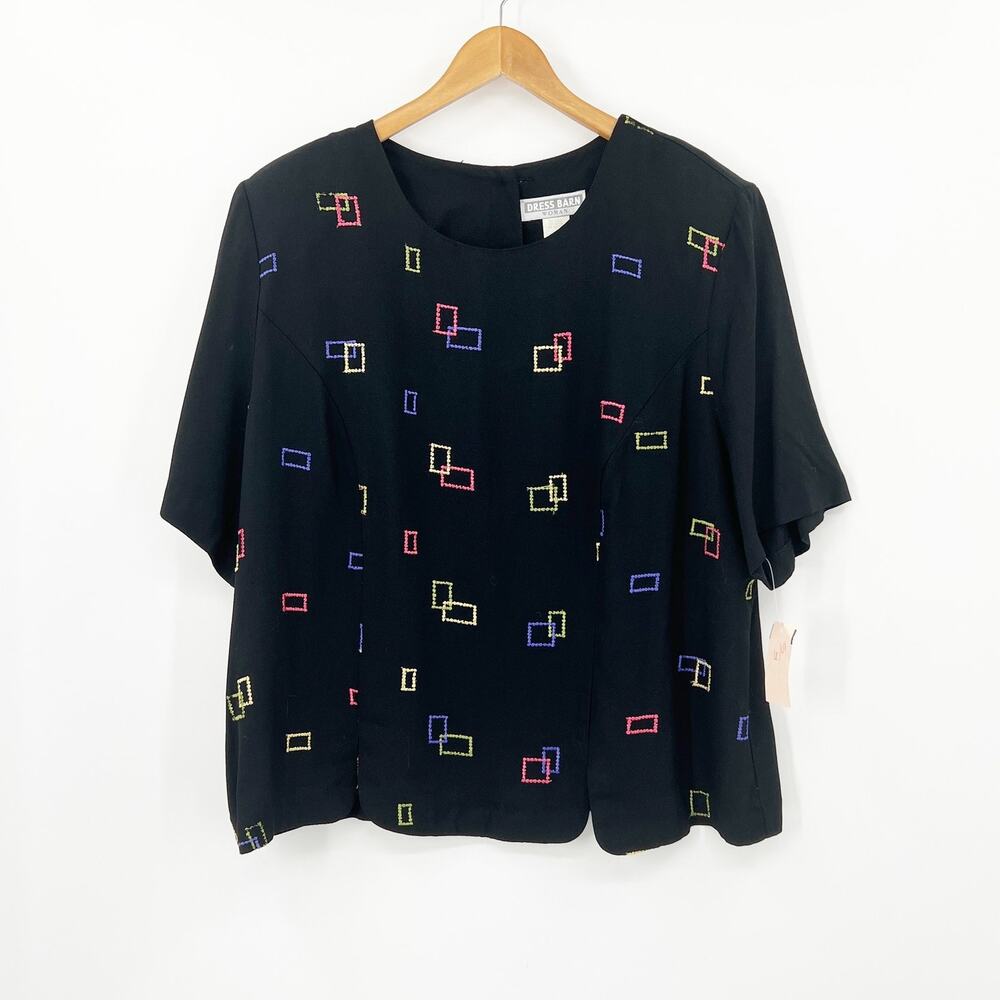 80s Vintage Dress Barn Geometric Retro Top Size 22W NWT